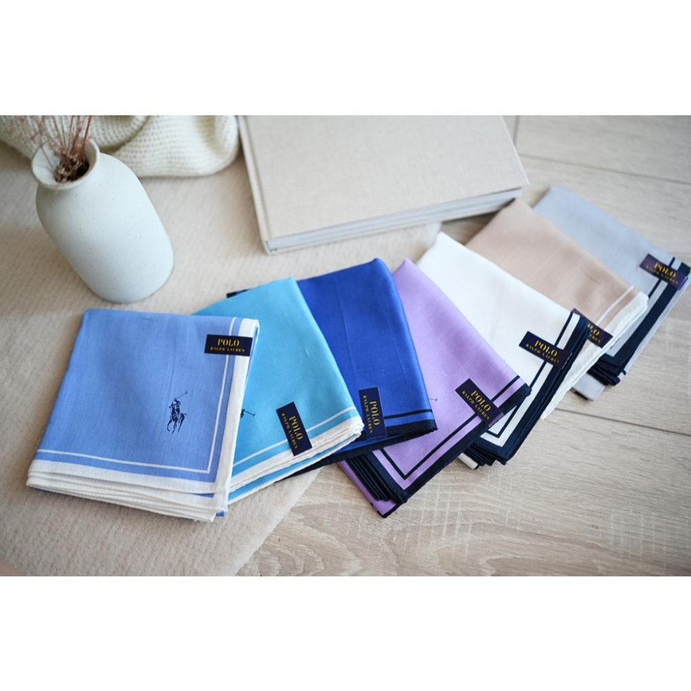 丸丸商店|zakka現貨POLO RALPH LAUREN質感素面日本製手帕方巾純棉日本製日帶回純棉禮物領巾絲巾-細節圖8