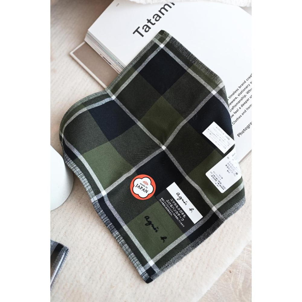 小丸媽日本 Agnes b 小b 小方巾 手帕 擦汗日本製格紋細格紋英倫風氣質 交換禮物擦手巾手帕小毛巾 新年禮物-細節圖3