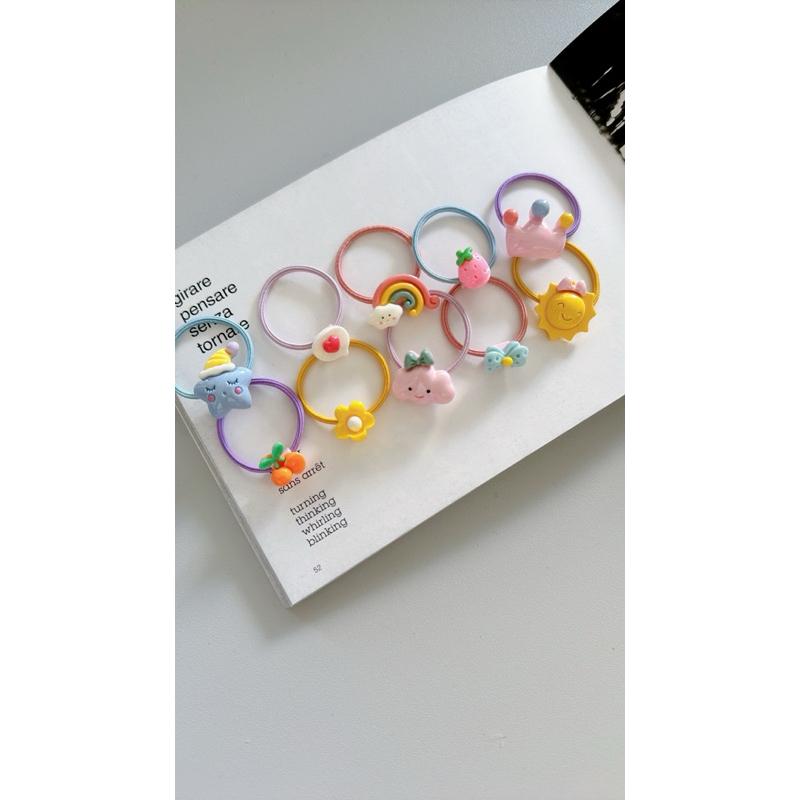 小丸媽的小店台灣現貨兒童髮繩卡裝10入混搭顏色立體可愛彩虹寶寶皇冠系列混搭女童寶寶髮圈髮繩髮夾手指圈公主寶寶髪束-細節圖4