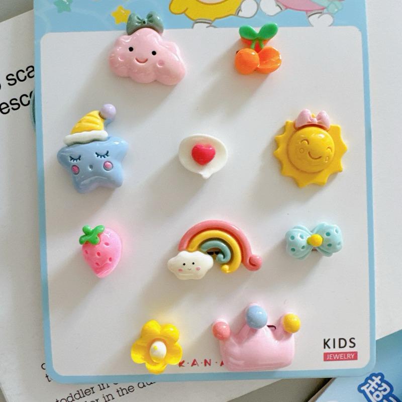 小丸媽的小店台灣現貨兒童髮繩卡裝10入混搭顏色立體可愛彩虹寶寶皇冠系列混搭女童寶寶髮圈髮繩髮夾手指圈公主寶寶髪束-細節圖5