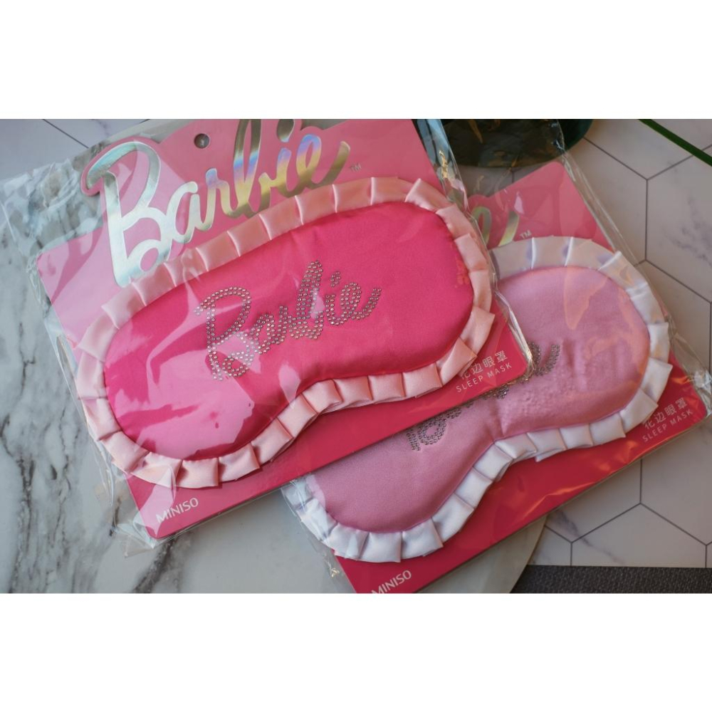 超美MINISO聯名款BARBIE眼罩粉紅夢幻桃紅睡覺飛機眼罩-細節圖2