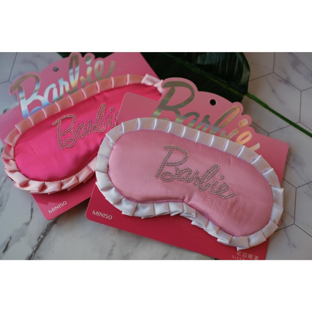 超美MINISO聯名款BARBIE眼罩粉紅夢幻桃紅睡覺飛機眼罩-細節圖3