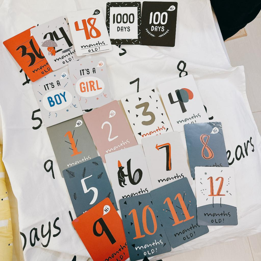 韓國寶寶拍照月份背景布二手出生月份卡片-細節圖2