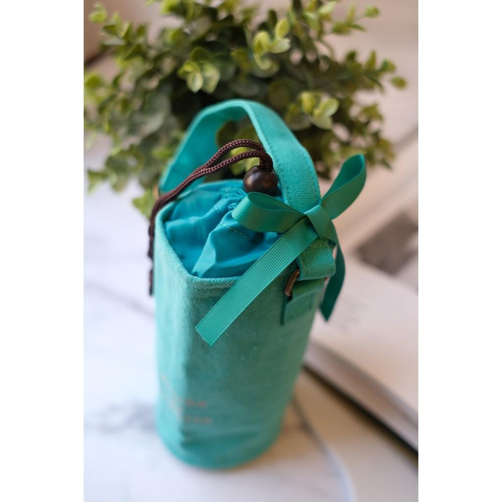 小丸媽的小店日本帶回保溫杯袋束口手提水藍色手提水藍色蝴蝶結500ml-細節圖4