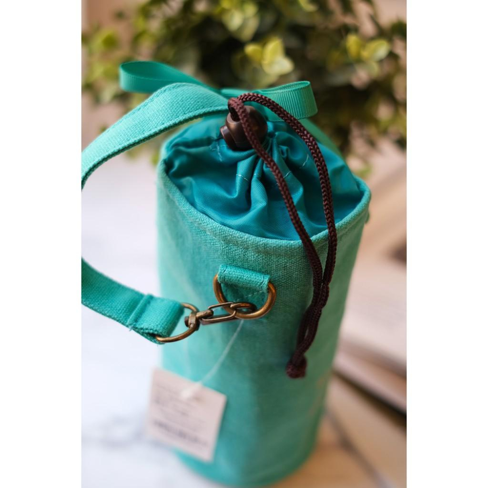 小丸媽的小店日本帶回保溫杯袋束口手提水藍色手提水藍色蝴蝶結500ml-細節圖5