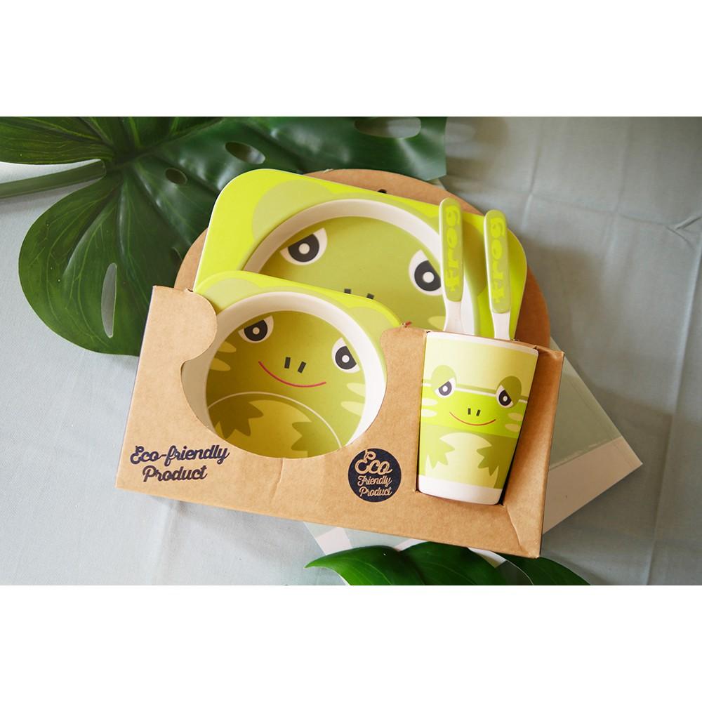 小丸媽 天然竹纖維環保安全兒童餐具禮盒 青蛙款現貨全新-細節圖2