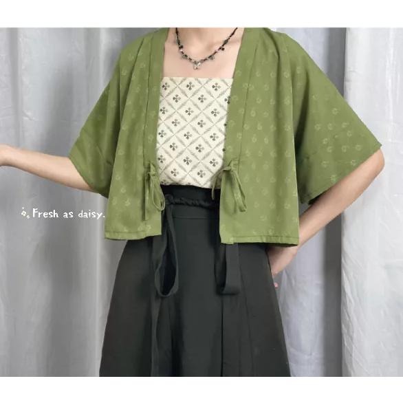 ｜春日醒｜幸運草🌼改良式漢服日常漢服漢服女裝漢服上衣開衫對襟衫短衫春夏少女-細節圖2