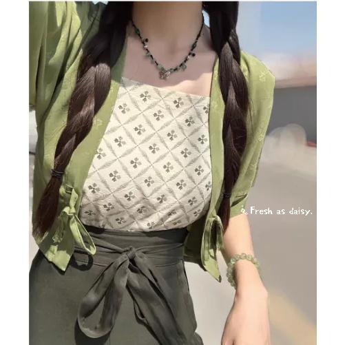 ｜春日醒｜幸運草🌼改良式漢服日常漢服漢服女裝漢服上衣開衫對襟衫短衫春夏少女-細節圖4