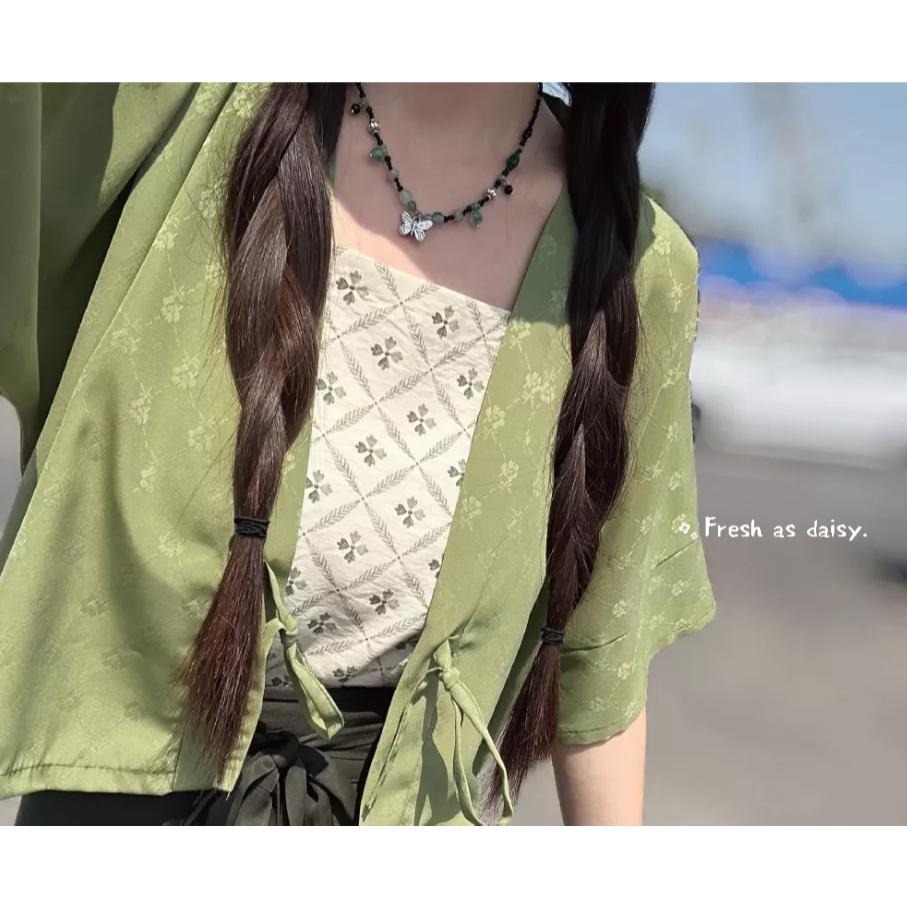 ｜春日醒｜幸運草🌼改良式漢服日常漢服漢服女裝漢服上衣開衫對襟衫短衫春夏少女-細節圖5