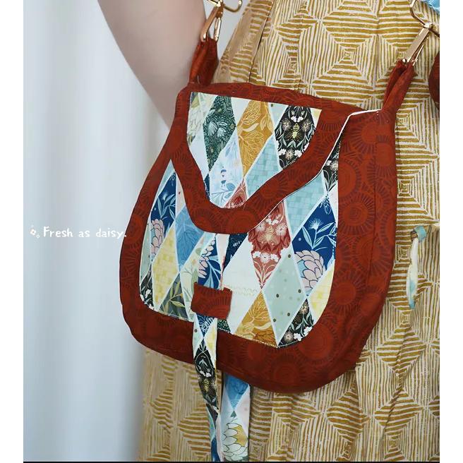 ｜春日醒｜賣貨郎💫新款預購復古中式漢服搭配包包仿古貨郎包拼色棉布包百搭唐風迷你包包-細節圖2