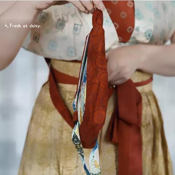 ｜春日醒｜賣貨郎💫新款預購復古中式漢服搭配包包仿古貨郎包拼色棉布包百搭唐風迷你包包-細節圖4