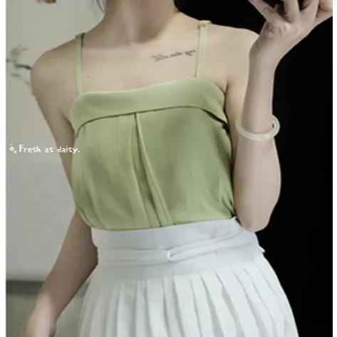 ｜ 春日醒 ｜雨夜花🌼日常漢服內搭背心吊帶背心中式背心宋制漢服夏季背心內搭平口日常-細節圖2
