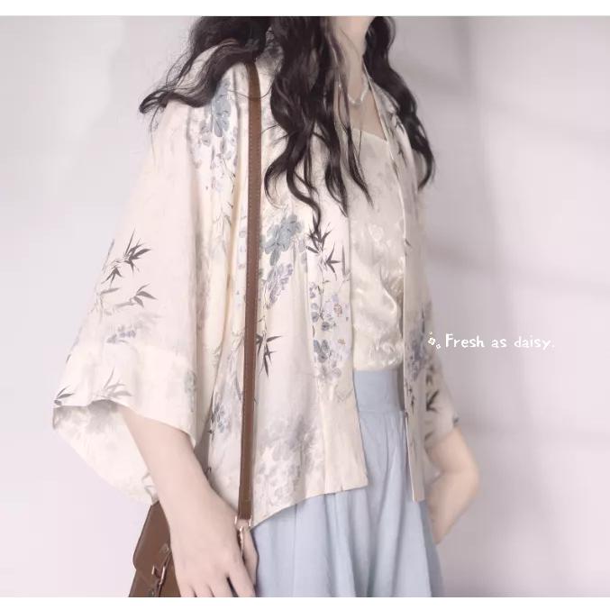 ｜春日醒｜夏枝竹影🌼改良式漢服日常漢服漢服女裝漢服上衣開衫對襟衫宋制貉袖春夏少女-細節圖3