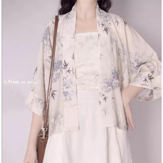 ｜春日醒｜夏枝竹影🌼改良式漢服日常漢服漢服女裝漢服上衣開衫對襟衫宋制貉袖春夏少女-細節圖4