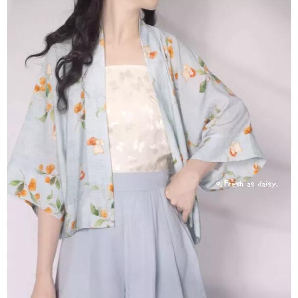 ｜春日醒｜夏枝竹影🌼改良式漢服日常漢服漢服女裝漢服上衣開衫對襟衫宋制貉袖春夏少女-細節圖2