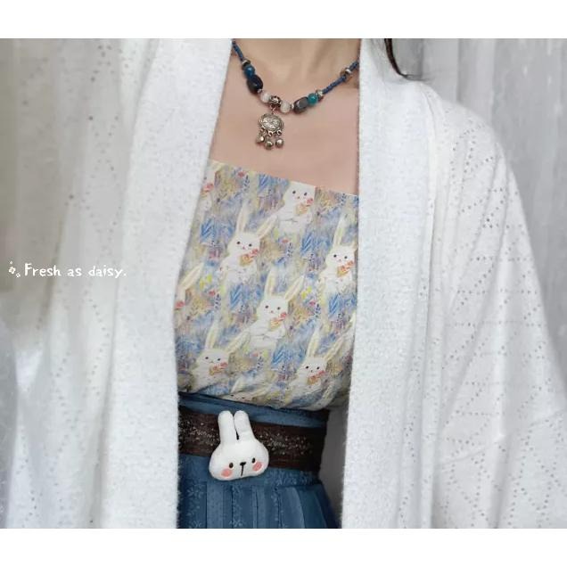 ｜ 春日醒 ｜月兔🌼日常漢服內搭背心吊帶背心中式背心宋制漢服夏季背心內搭平口日常-細節圖3