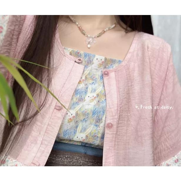 ｜ 春日醒 ｜月兔🌼日常漢服內搭背心吊帶背心中式背心宋制漢服夏季背心內搭平口日常-細節圖6