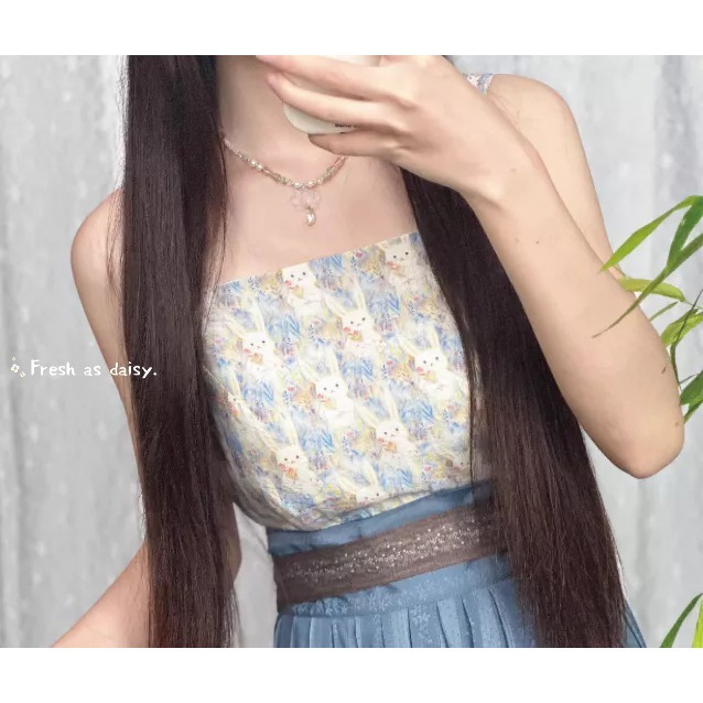 ｜ 春日醒 ｜月兔🌼日常漢服內搭背心吊帶背心中式背心宋制漢服夏季背心內搭平口日常-規格圖7