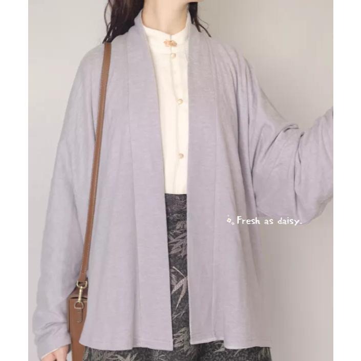 ｜春日醒｜秋去冬來🌼日常漢服改良式漢服對襟衫針織開衫外套宋制通勤百搭素色秋冬長袖-細節圖3