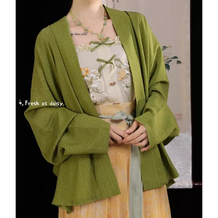 ｜春日醒｜折花枝🌼改良式漢服日常漢服漢服女裝漢服上衣開衫對襟衫素色簡約外套宋制春夏少女-細節圖4