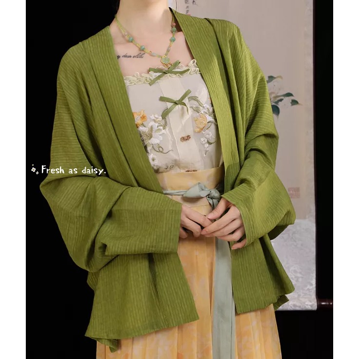 ｜春日醒｜折花枝🌼改良式漢服日常漢服漢服女裝漢服上衣開衫對襟衫素色簡約外套宋制春夏少女-規格圖6