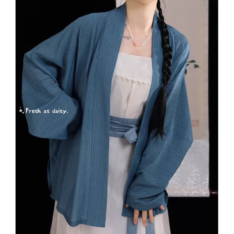 ｜春日醒｜折花枝🌼改良式漢服日常漢服漢服女裝漢服上衣開衫對襟衫素色簡約外套宋制春夏少女-規格圖6