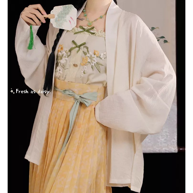 ｜春日醒｜折花枝🌼改良式漢服日常漢服漢服女裝漢服上衣開衫對襟衫素色簡約外套宋制春夏少女-規格圖6