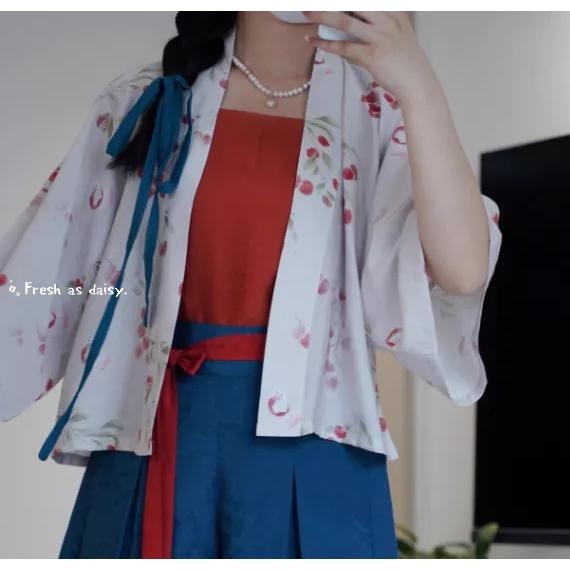 ｜春日醒｜小狐🌼改良式漢服日常漢服漢服女裝漢服上衣開衫對襟衫宋制貉袖春夏少女-細節圖2