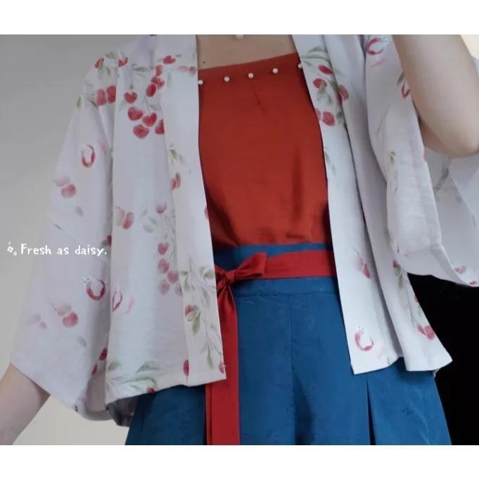 ｜春日醒｜小狐🌼改良式漢服日常漢服漢服女裝漢服上衣開衫對襟衫宋制貉袖春夏少女-細節圖3