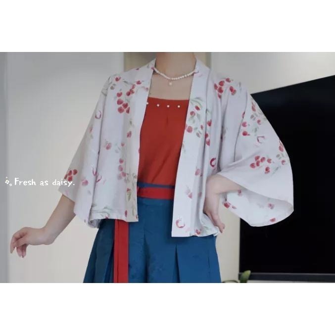 ｜春日醒｜小狐🌼改良式漢服日常漢服漢服女裝漢服上衣開衫對襟衫宋制貉袖春夏少女-細節圖5