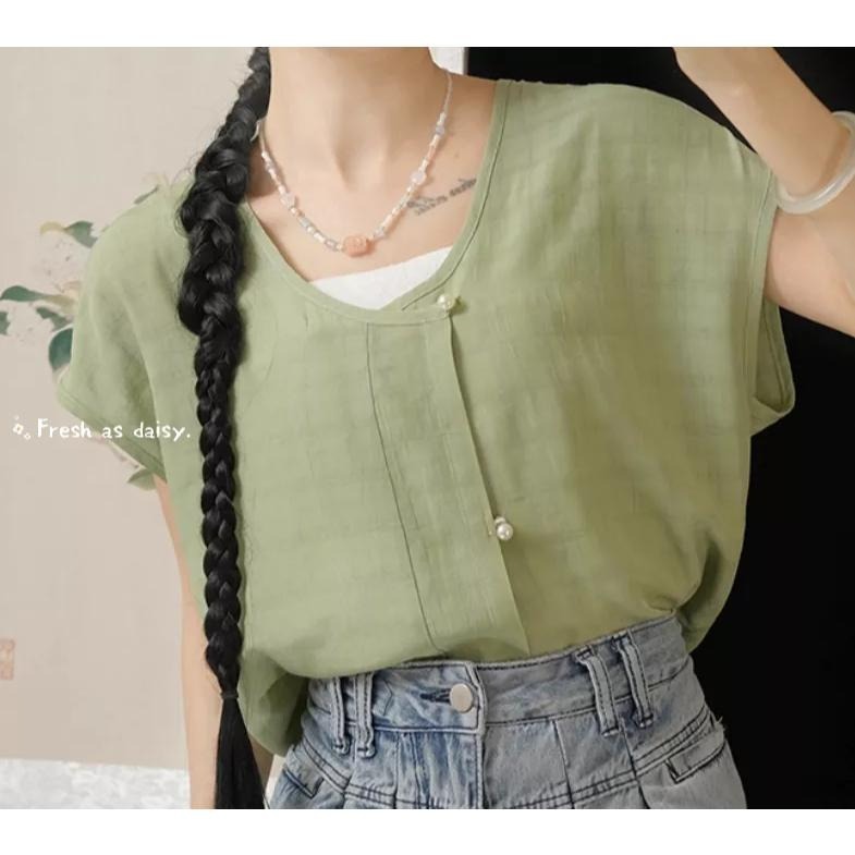 ｜春日醒｜夏日酥山🌼日常漢服改良式漢服對襟衫開衫外套唐褙子唐制通勤百搭素色秋冬短袖背心-細節圖3