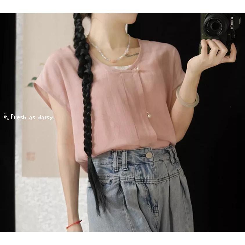 ｜春日醒｜夏日酥山🌼日常漢服改良式漢服對襟衫開衫外套唐褙子唐制通勤百搭素色秋冬短袖背心-細節圖6