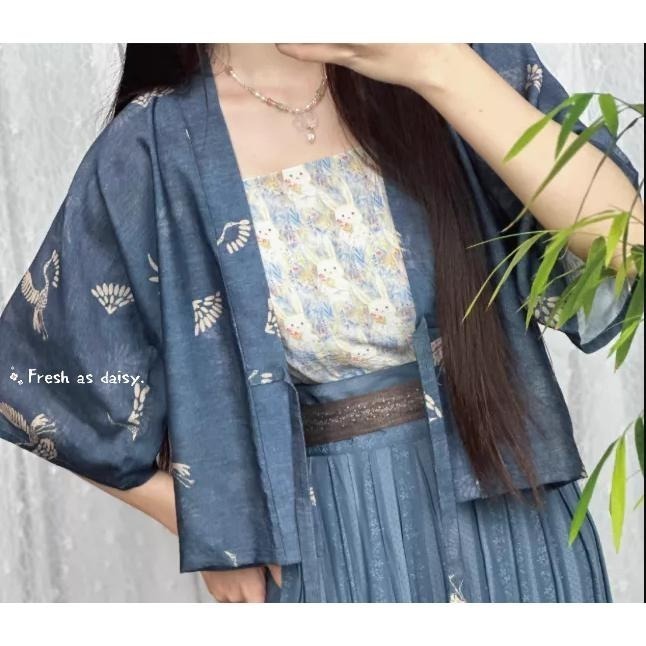 ｜春日醒｜鶴行🌼改良式漢服日常漢服漢服女裝漢服上衣開衫對襟衫短衫春夏少女-細節圖3