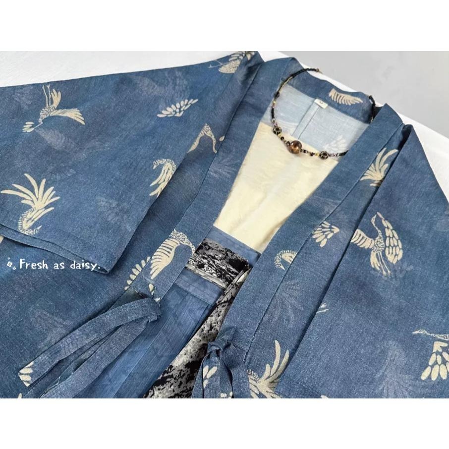 ｜春日醒｜鶴行🌼改良式漢服日常漢服漢服女裝漢服上衣開衫對襟衫短衫春夏少女-細節圖4