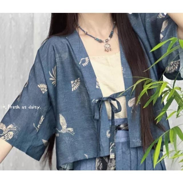 ｜春日醒｜鶴行🌼改良式漢服日常漢服漢服女裝漢服上衣開衫對襟衫短衫春夏少女-細節圖7
