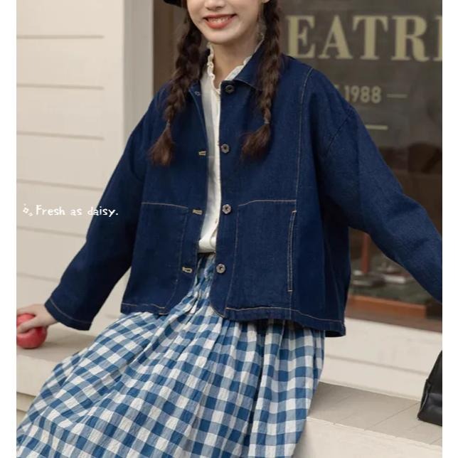 ｜春日醒｜田園野餐❄️現貨日系外套簡約野餐學院風百搭牛仔外套復古外套牛仔外套女-細節圖2