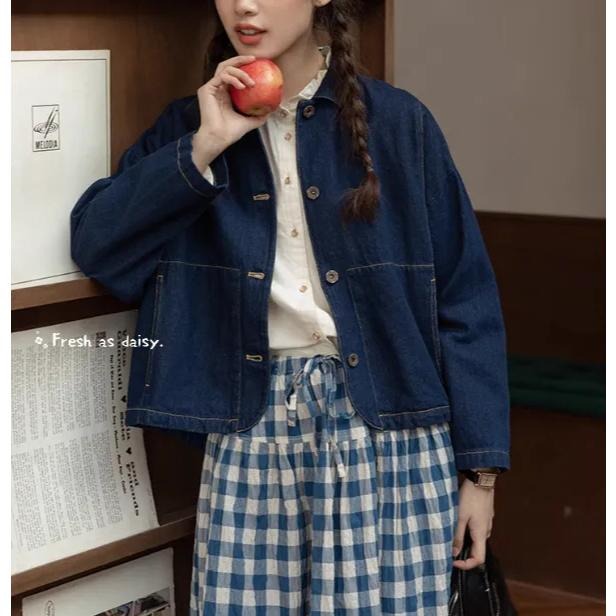 ｜春日醒｜田園野餐❄️現貨日系外套簡約野餐學院風百搭牛仔外套復古外套牛仔外套女-細節圖3