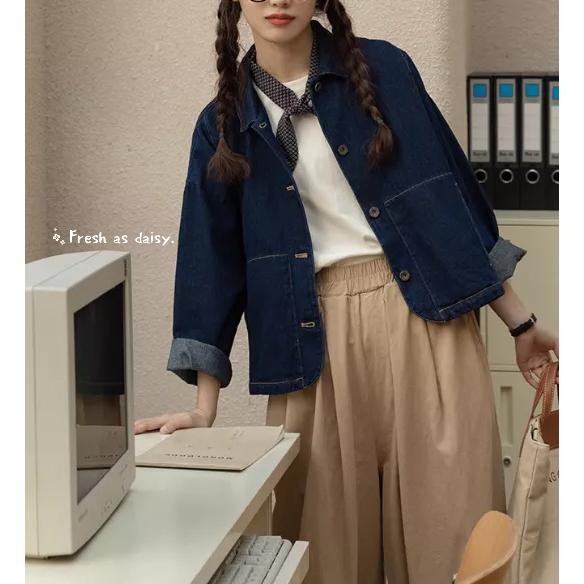 ｜春日醒｜田園野餐❄️現貨日系外套簡約野餐學院風百搭牛仔外套復古外套牛仔外套女-細節圖5