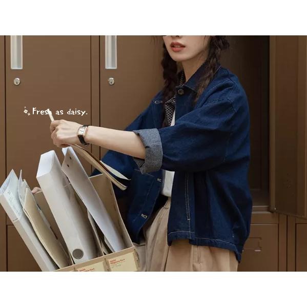 ｜春日醒｜田園野餐❄️現貨日系外套簡約野餐學院風百搭牛仔外套復古外套牛仔外套女-細節圖6