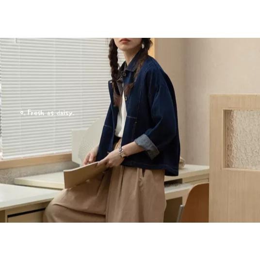 ｜春日醒｜田園野餐❄️現貨日系外套簡約野餐學院風百搭牛仔外套復古外套牛仔外套女-細節圖7