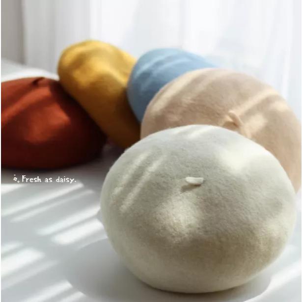 ｜春日醒｜多色鳥💫新款日系少女甜美復古清新羊毛貝雷帽畫家帽女秋冬纯色羊毛混紡百搭英倫-細節圖2