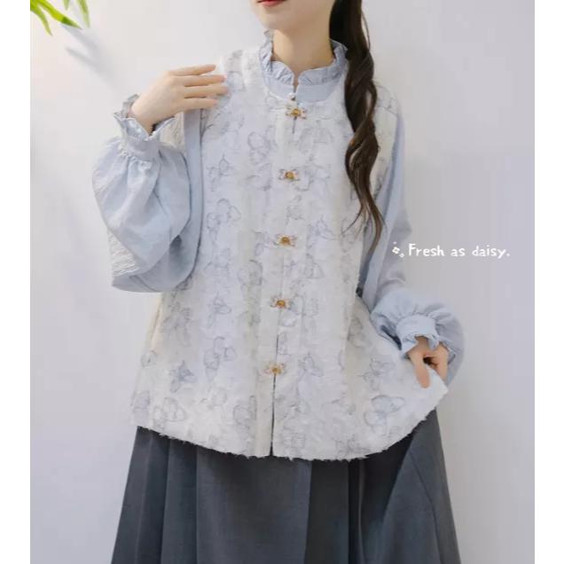 ｜春日醒｜蝶滿枝🌼新款中式預購春夏蝴蝶背心比甲背心百搭印花-細節圖3