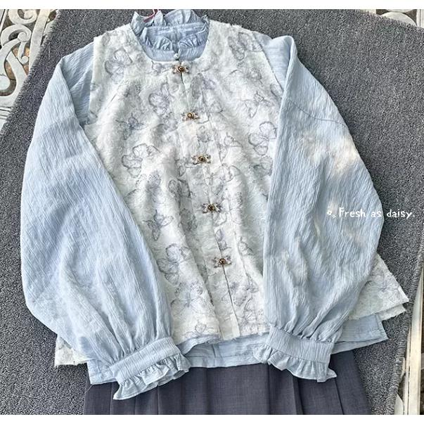 ｜春日醒｜蝶滿枝🌼新款中式預購春夏蝴蝶背心比甲背心百搭印花-細節圖5