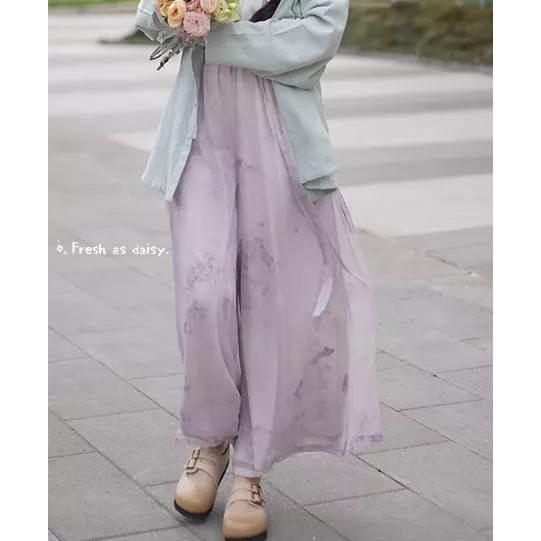 ｜春日醒｜穀雨春光曉🌼日常漢服改良漢服闊腿褲寬褲宋褲通勤休閒百搭鬆緊腰春夏女-細節圖2