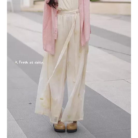 ｜春日醒｜穀雨春光曉🌼日常漢服改良漢服闊腿褲寬褲宋褲通勤休閒百搭鬆緊腰春夏女-細節圖3