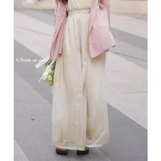 ｜春日醒｜穀雨春光曉🌼日常漢服改良漢服闊腿褲寬褲宋褲通勤休閒百搭鬆緊腰春夏女-細節圖4