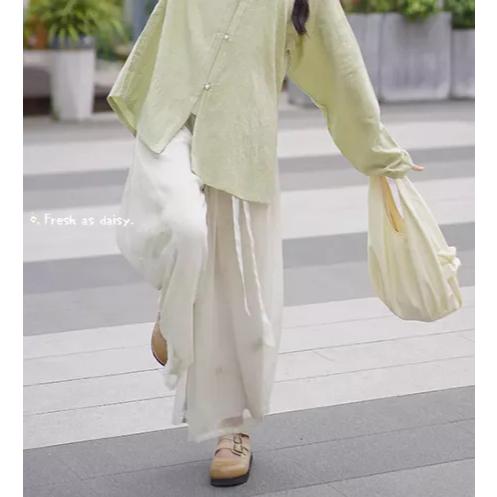 ｜春日醒｜穀雨春光曉🌼日常漢服改良漢服闊腿褲寬褲宋褲通勤休閒百搭鬆緊腰春夏女-細節圖6