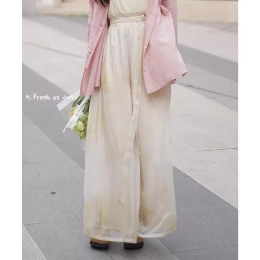 ｜春日醒｜穀雨春光曉🌼日常漢服改良漢服闊腿褲寬褲宋褲通勤休閒百搭鬆緊腰春夏女-細節圖4