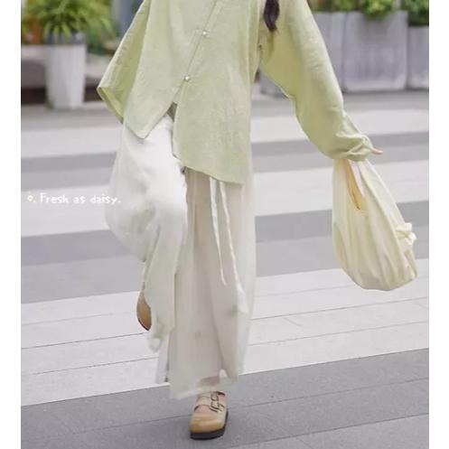 ｜春日醒｜穀雨春光曉🌼日常漢服改良漢服闊腿褲寬褲宋褲通勤休閒百搭鬆緊腰春夏女-細節圖6