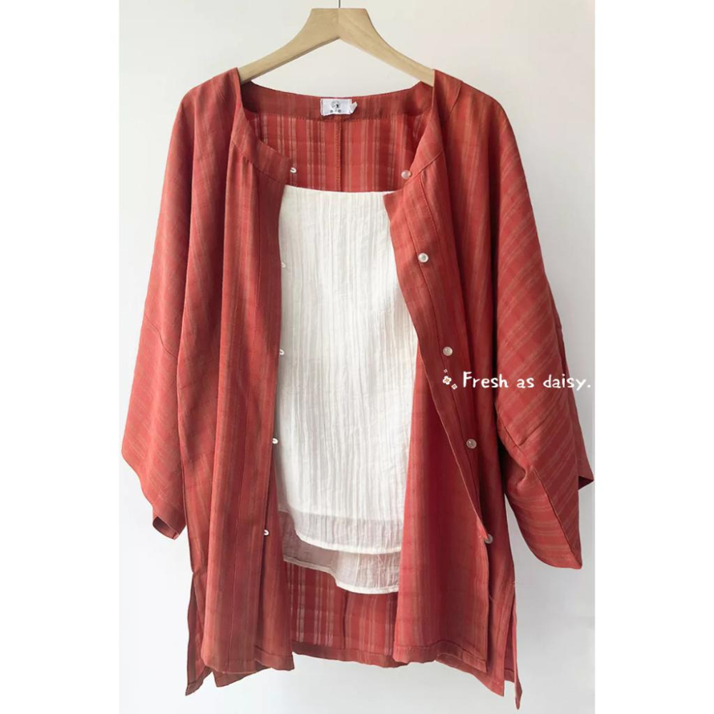 ｜春日醒｜夏雨🌼改良式漢服日常漢服圓領明制開衫七分袖春夏對襟多色純色日常通勤百搭-細節圖3